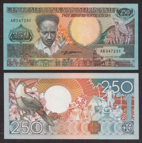 Суринам 250 Гульденов 1988 P134 UNC (ПРЕСС)